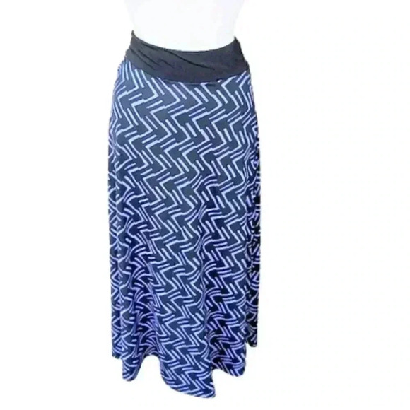 BLUE and Black Geometric Print A Line Skirt Sz M - Picture 1 of 4